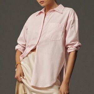Anthropologie Maeve Bennet Buttondown Shirt in Light Pink, NEW